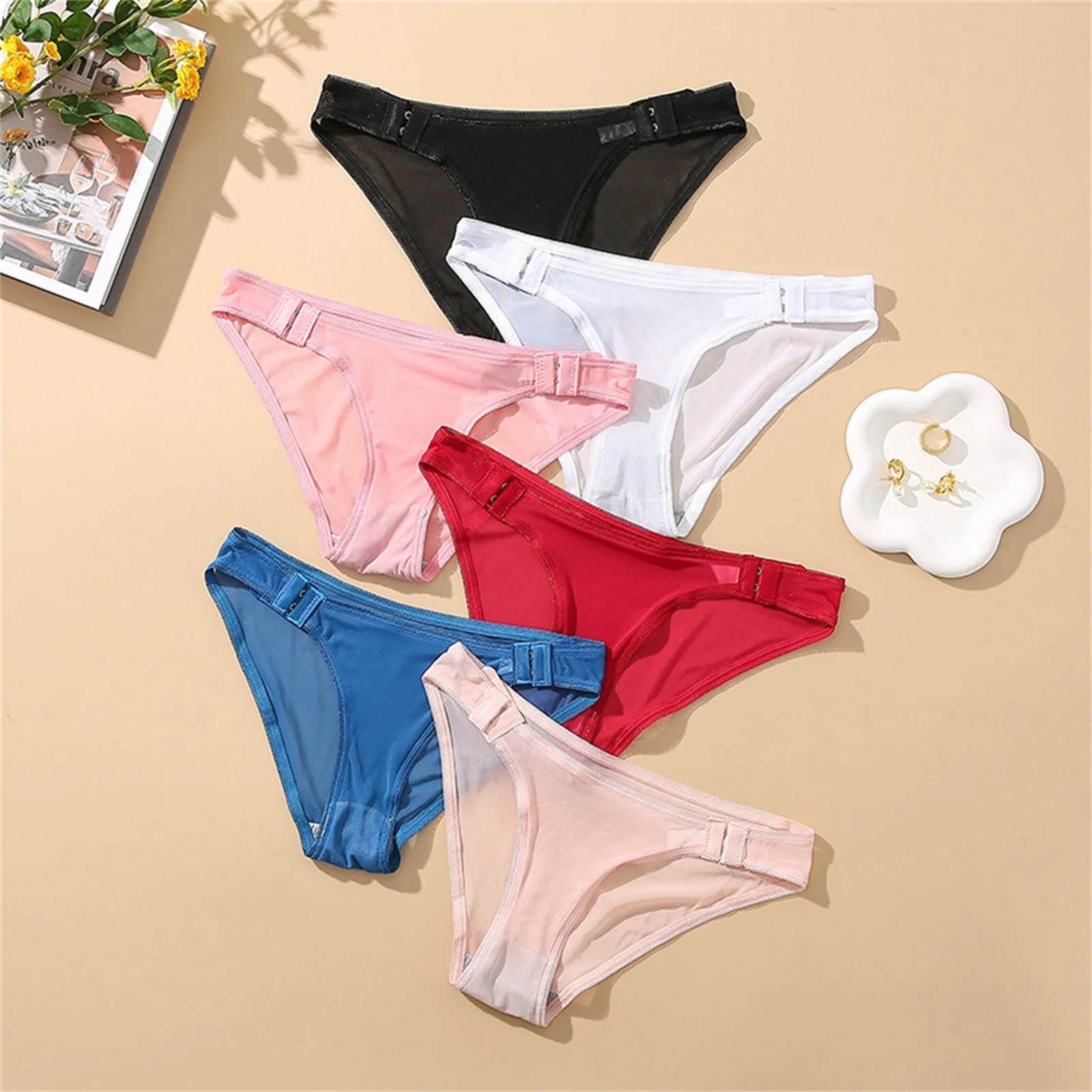 

Women's Sexy Lace Underpants Women's Transparent Mesh Hook Briefs Breathable Low Waist Seamless Girls Underwear 20