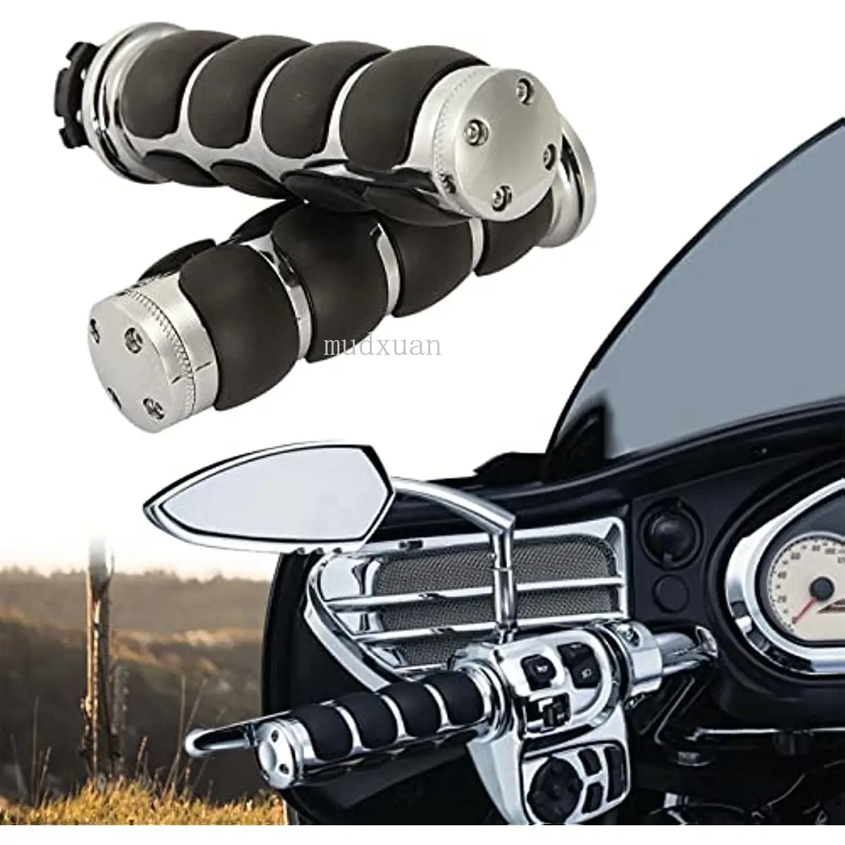 

Универсальный мотоцикл 7/8 дюйма с резиновой противоскользящей ручкой, подходит для круизеров, мотоциклистов Harley Davidson Suzuki FZR Honda CBR