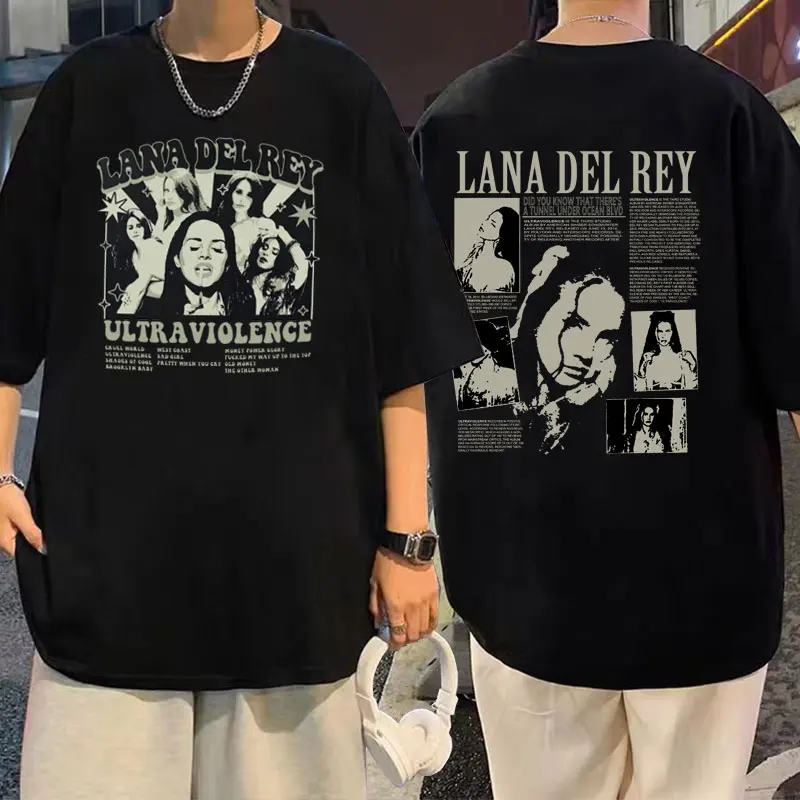 

Singer Lana Del Rey Ultraviolence Music Album Art Aesthetic T-shirts Men Women y2k Casual Vintage Tshirt Male Oversized T Shirts