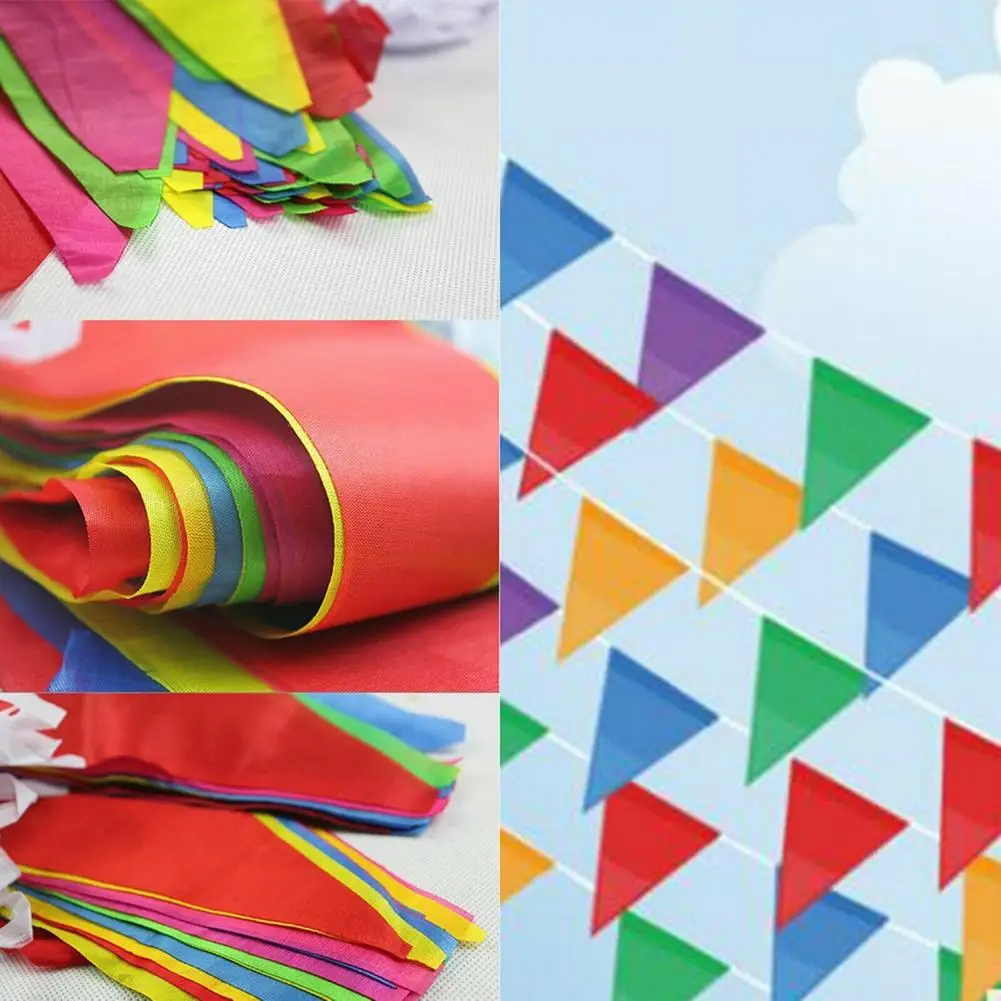 

2 Pcs 80M Set Bunting Banner Colorful Bunting Triangle Flags For Wedding Party Outdoor Banner Home Decoration Accessories