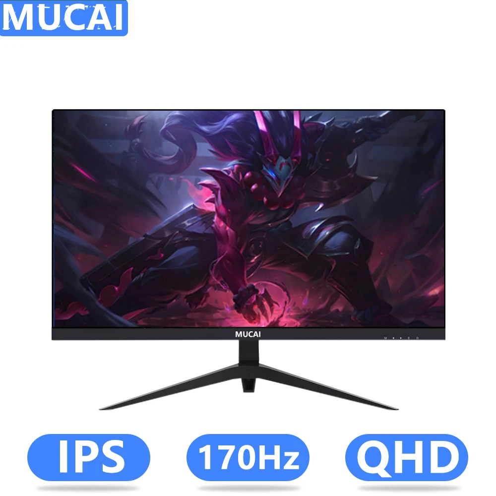 

Монитор MUCAI диагональю 27 дюймов, 2K, 170 Гц, IPS, ПК, дисплей стандарта QHD 144 Гц, настольный игровой компьютер, экран с плоской панелью, совместим с HDMI/DP