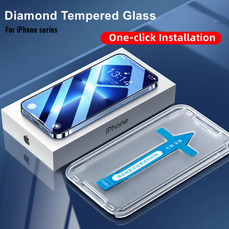 

Tempered Glass For iPhone 14 13 12 11 Pro Max Mini XS XR X 6 6s 7 8 plus Screen Protector Film Easy to Install Tool Accessories
