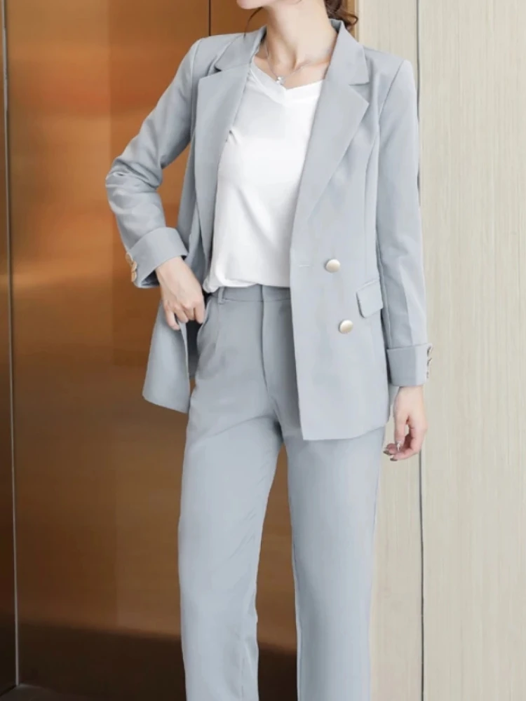 Women's Spring Autumn Elegant Blazer Pant Suits Office Ladies Casual Business 2 Piece Set Female Fashion Workwear Trousers Suit images - 6