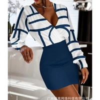 womens dress womens fashion striped slim high waist dress summer casual v neck high waist stitching dress