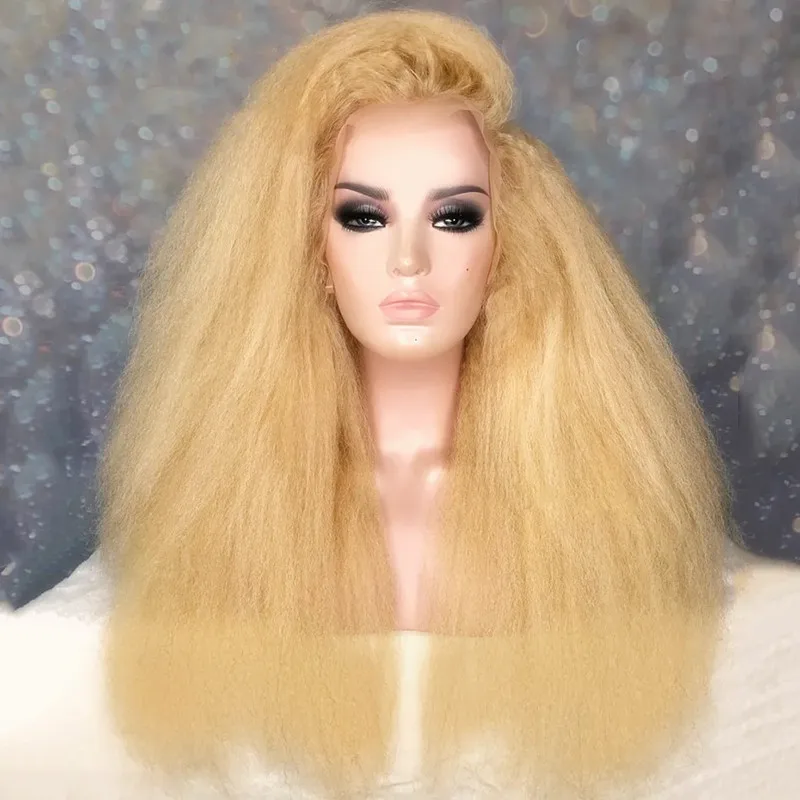 

Мягкий 613 медовый блонд, Курчавый, прямой, предварительно выщипанный, 26 дюймов, 180% плотность, естественный волос, бесклеевой, кружевной передний парик для женщин, детский Волос