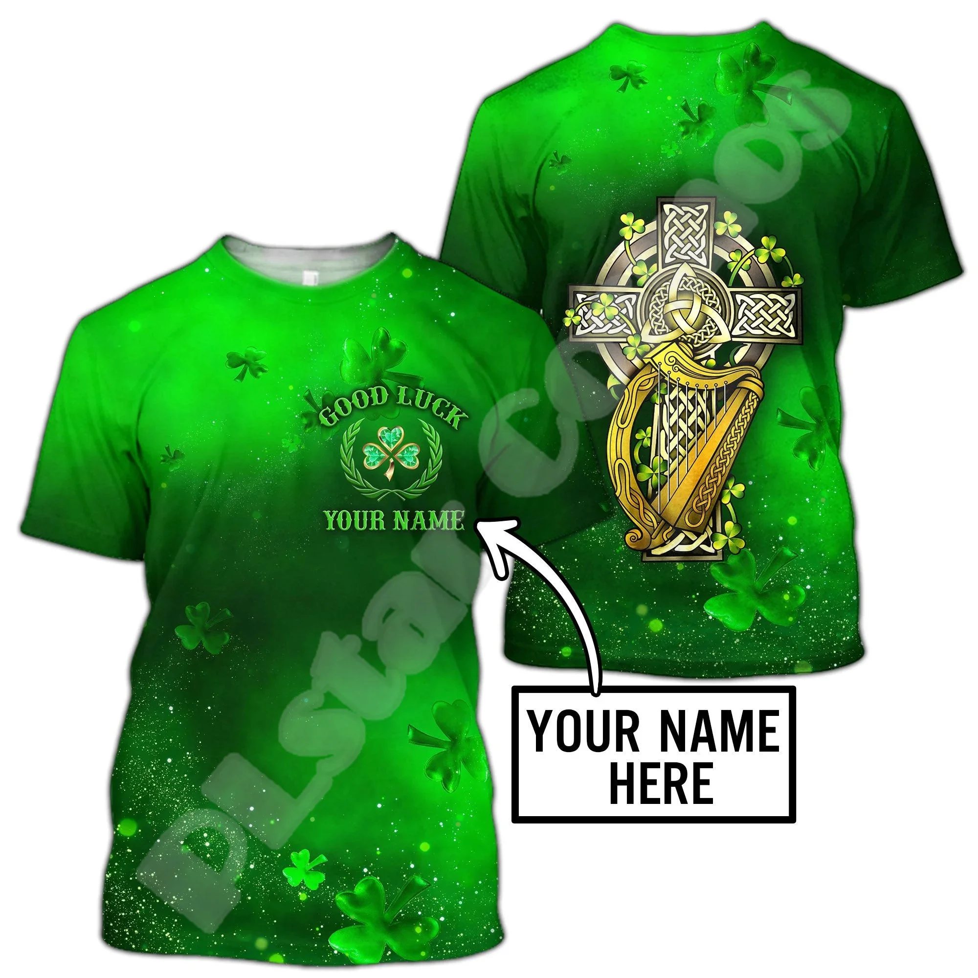 Футболка с принтом в виде флага страны Ирландии клевера ирландской татуировки