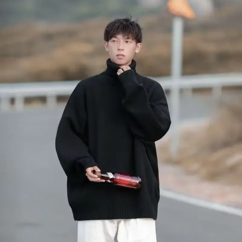 2024 зимний новый стиль корейская версия простой однотонный свитер для мужчин