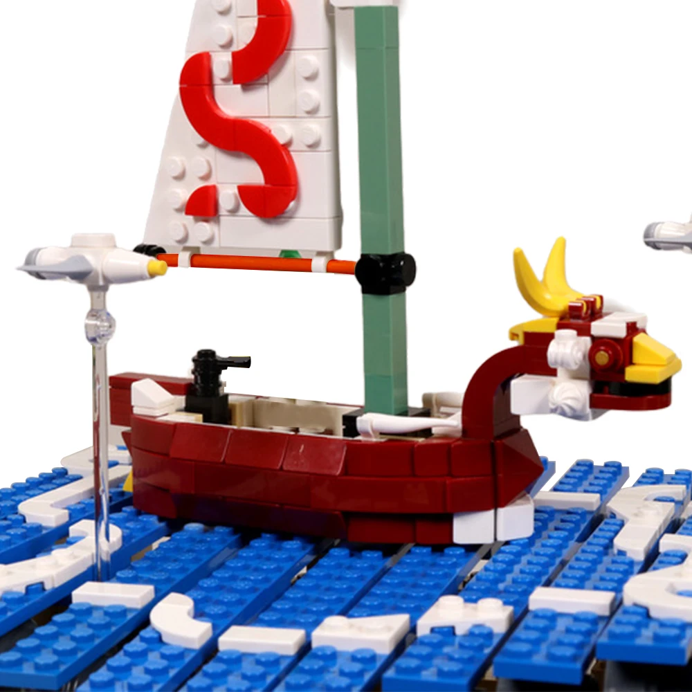 

Moc Zeldaed Wind Wakered Red Lion King Dragon Boat Adventure Ship on The Great Sea Building Blocks Set Bricks Children Toy Gift