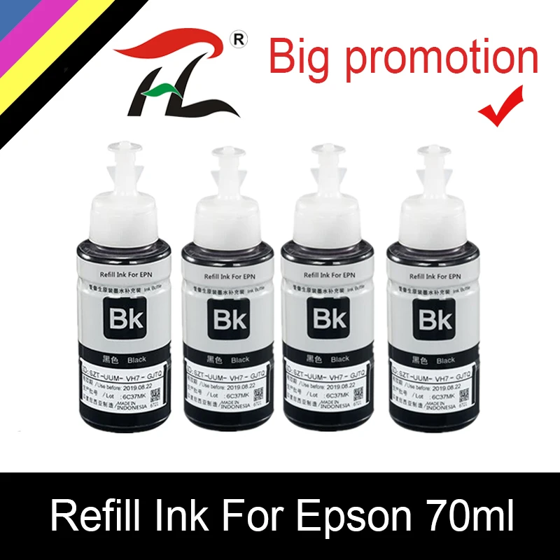 

YLC X4 Bk 70ML Dye Refill Ink kit for Epson L100 L110 L120 L132 L210 L222 L300 L312 L355 L350 L362 L366 L550 L555 L566 Printer
