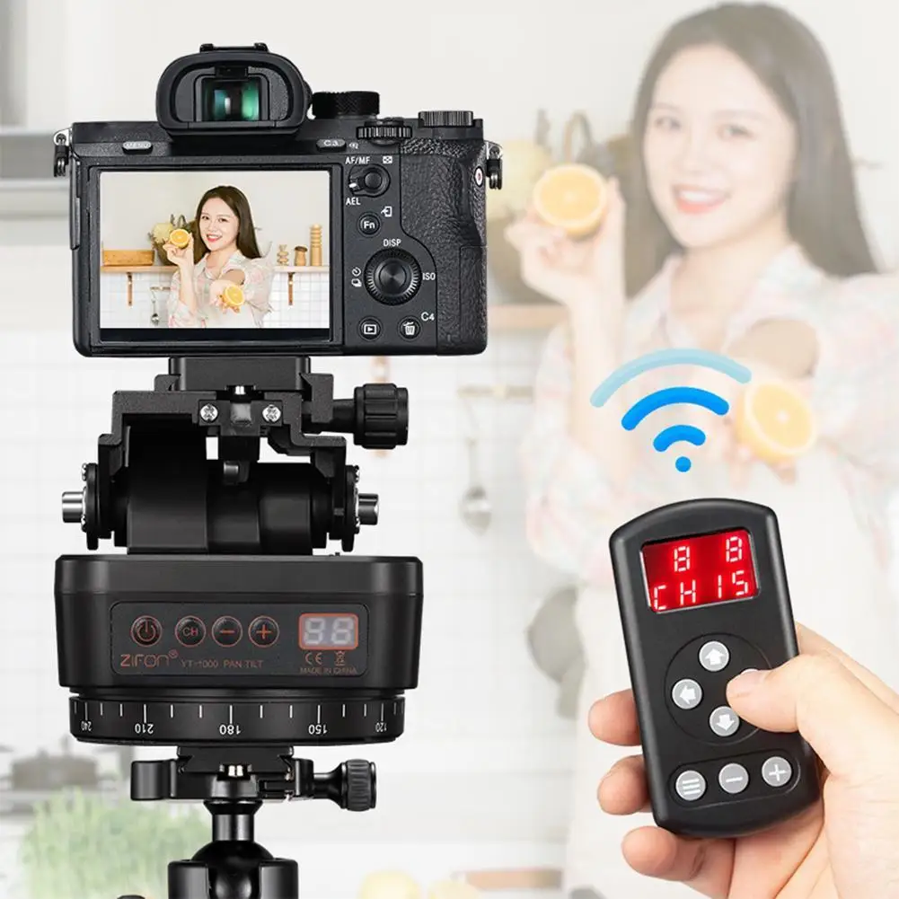 

YT-1000 Remote Control Pan Tilt Auto Motorized Rotating Panoramic Head Tripod Stabilizer for Smartphone Cameras DSLR