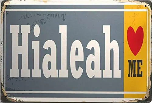 

New Metal Tin Sign Retro Art Metropole Hialeah USA Bar Home bedroom wall decor sign 12x8inch