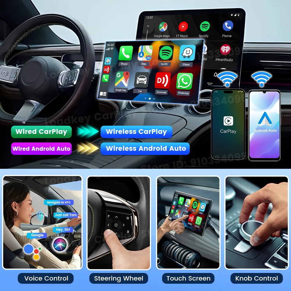 Фото Беспроводной адаптер Carlinkit CarPlay, беспроводной Android-адаптер 2 в 1, автоматическое подключение для Mazda Subaru Citroen Audi Mercedes Kia №2