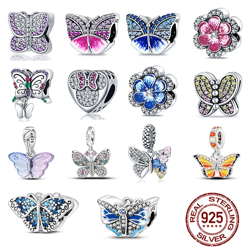 

2023 Selling Fit Pandora 925 Original Bracelets Butterfly series Silver Charms Beads For DIY Christmas Jewelry Gift Making