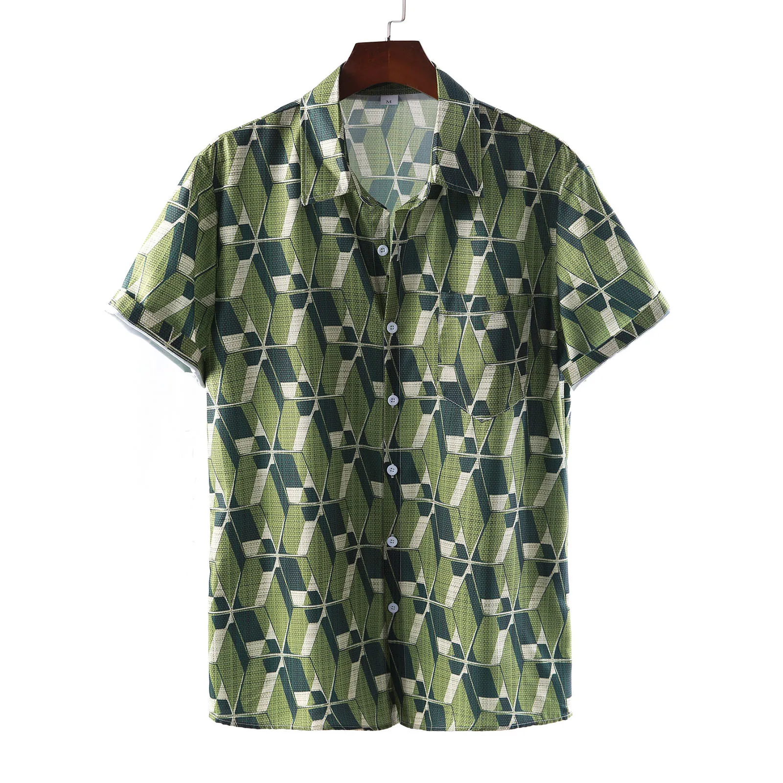 

Long Sleeve Vest Men Casual Short Sleeve Spring Summer Turndown Neck 3D Printed Shirts Fashion Top Blouse Shirts Big Man Shirts