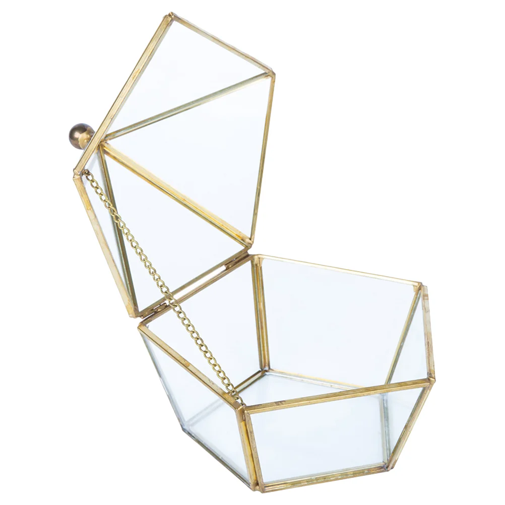 

Glass Containers Glass Clear Jewelry Holder Hydroponics Ring Container Wedding Party Hexagon Ring Box Glass Jewelry Storage Case