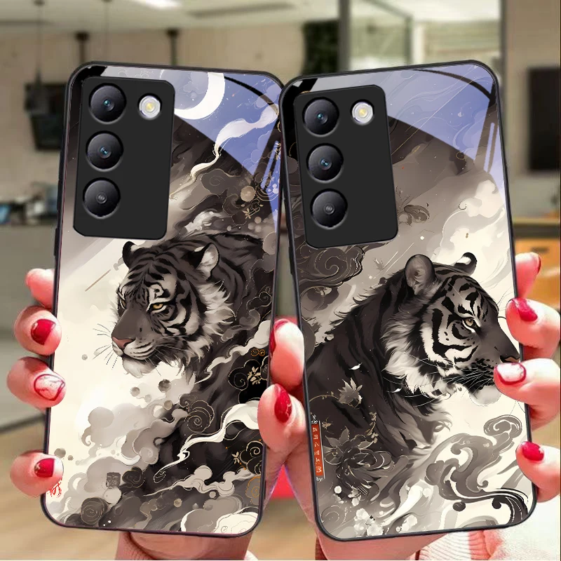 Картина маслом тигр для Y72 33S 11 03 36 96 Lite 35 16 Iqoo 12 V40 SE 5G 29 40 21 30 X80 Pro Vivo Чехол телефона
