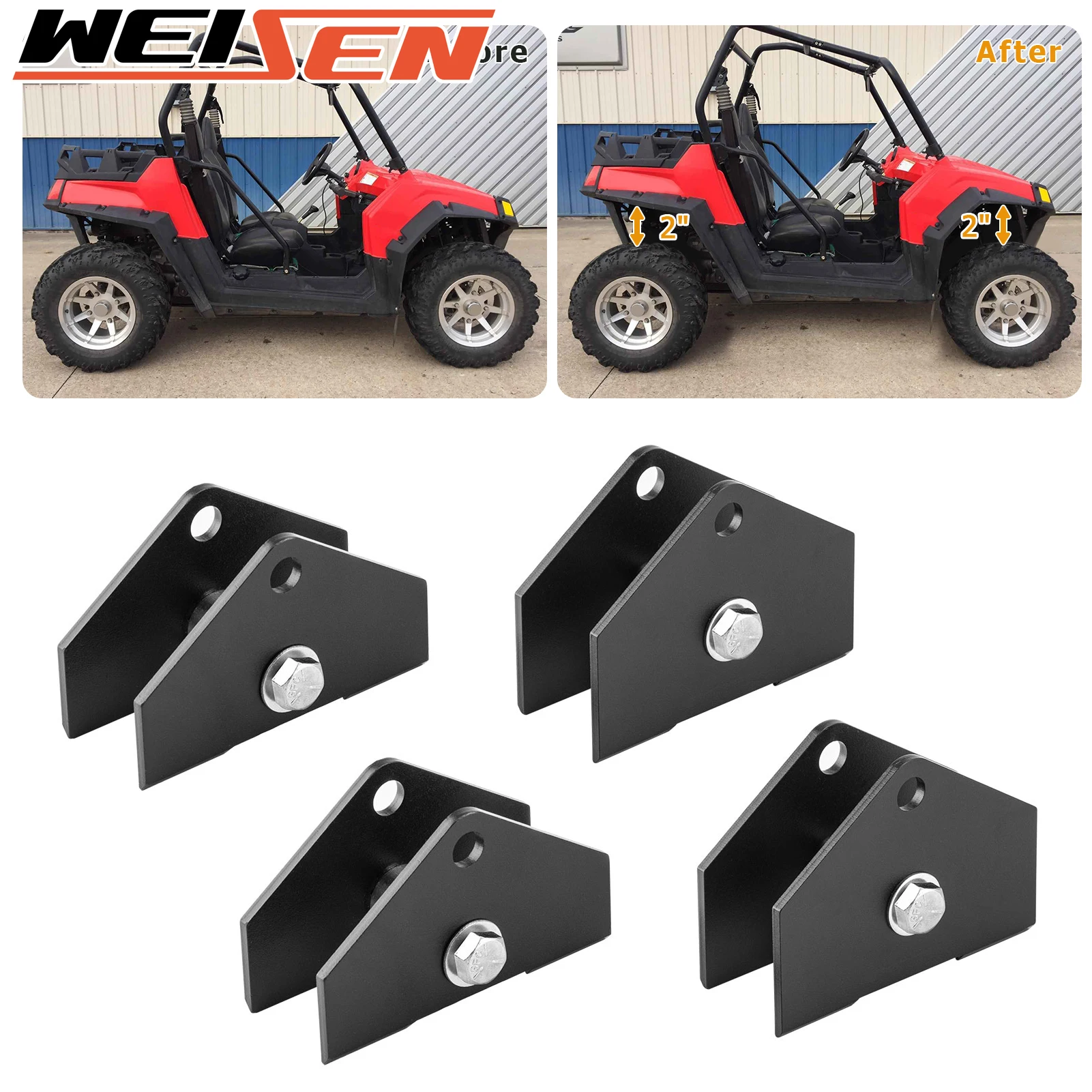 

Для Polaris RZR 800 2008-2014 годов UTV Комплект переднего и заднего подъемника Подвеска 2 дюйма Комплект подъемных прокладок Сверхмощные стальные аксессуары