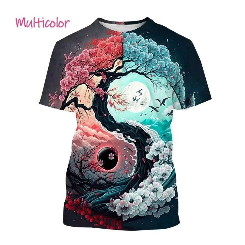 

Bagua Tai Chi Yin Yang 3D Pattern Printed T-shirt for Men and Women Summer Short Sleeve Round Neck Casual Top T-shirt Clothing