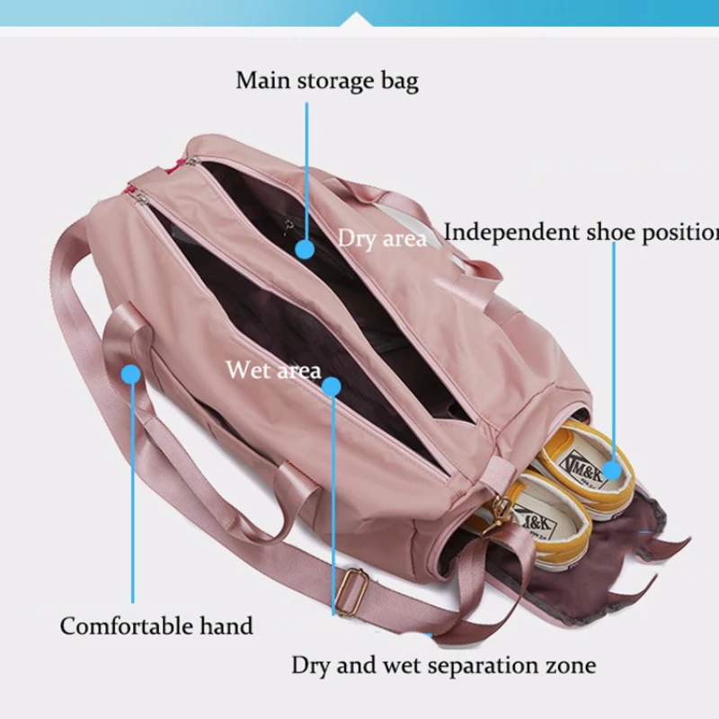 Outdoor Sports Gym Bags Waterproof Nylon Men Women Fitness Bag Training Travel Handbag Yoga Shoulder Bags With Shoe Compartment