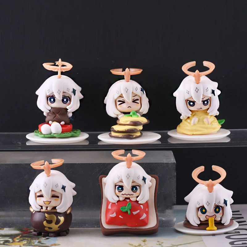 

MIHOYO Anime Figure Genshin Klee Impact Paimon Lumine Amber Diluc Ragnvindr Barbatos Kawaii Dolls Gifts for Children Set of 6