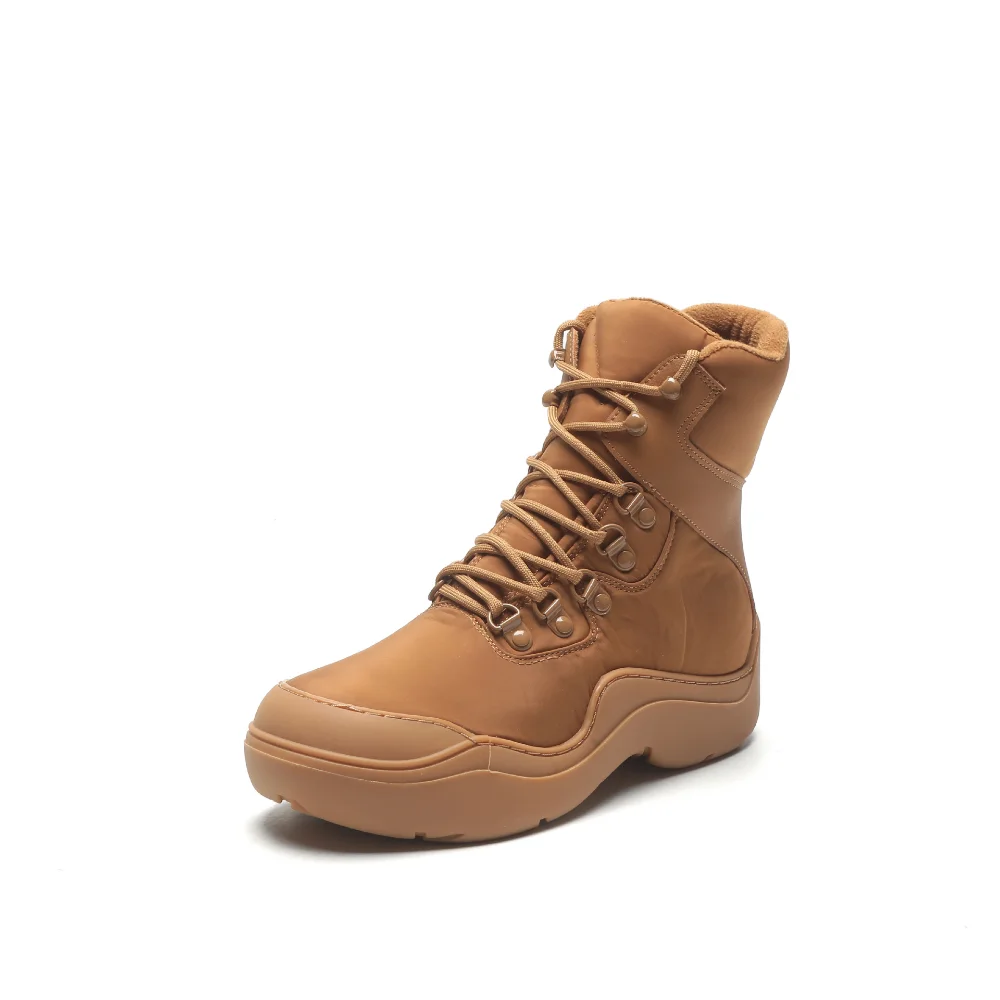 

Женские зимние походные ботинки на платформе, Теплые ботильоны с меховой подкладкой, Нескользящие уличные ботинки, плюшевая обувь на шнуро...