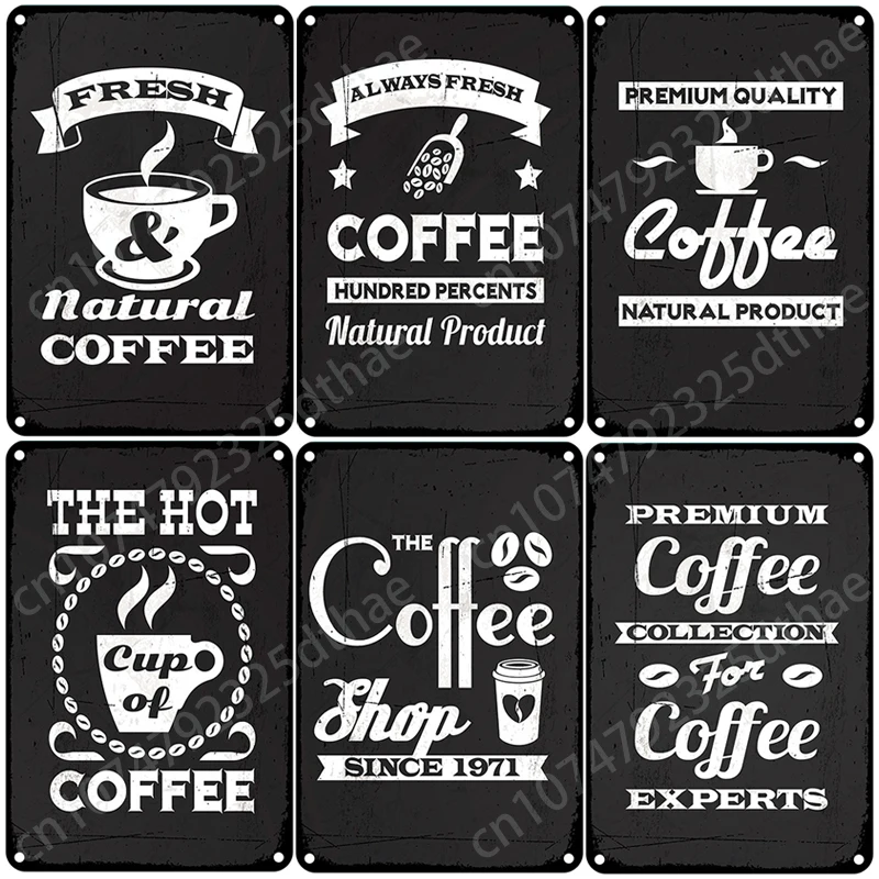 

Fresh Coffee Metal Tin Sign Cafe Shop Vintage Wall Art Decor Iron Painting Posters Home Kitchen Decoration Background Plaque