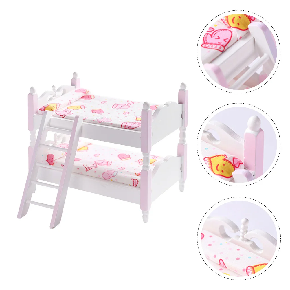 

Кукольный домик, двухъярусная кровать, масштаб 1/12, украшение для мебели, деревянная миниатюрная мебель, детская комната