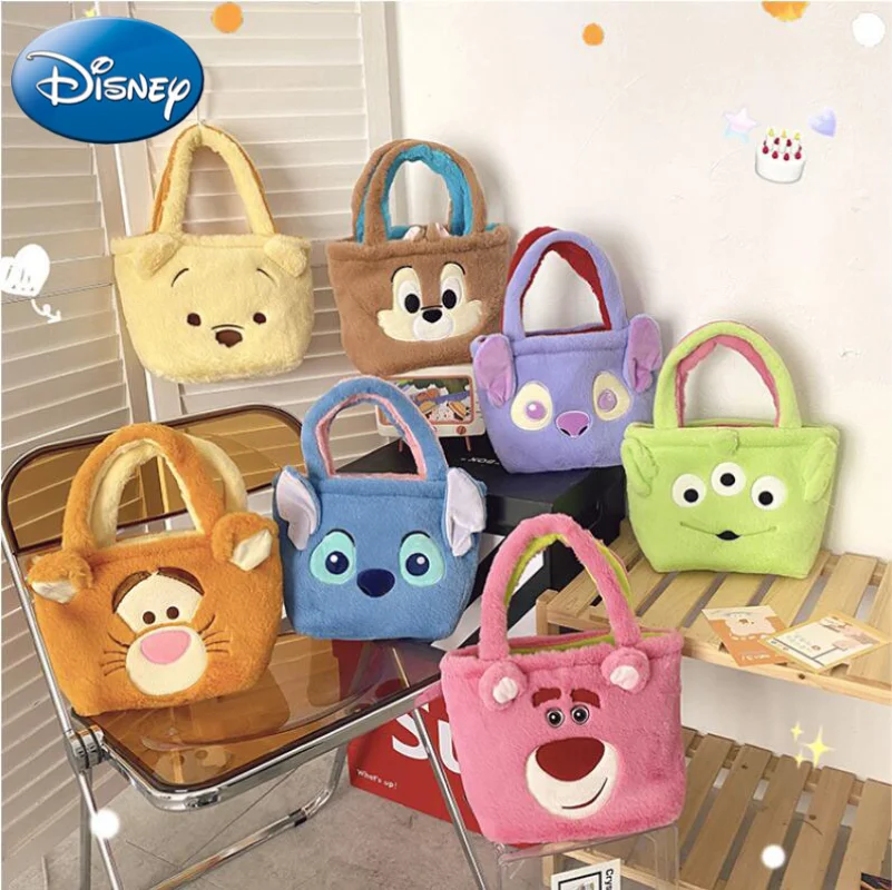 

Детская сумка с мультяшным принтом Disney, плюшевая милая кукла, модная вместительная дамская сумочка на плечо с клубничным медведем