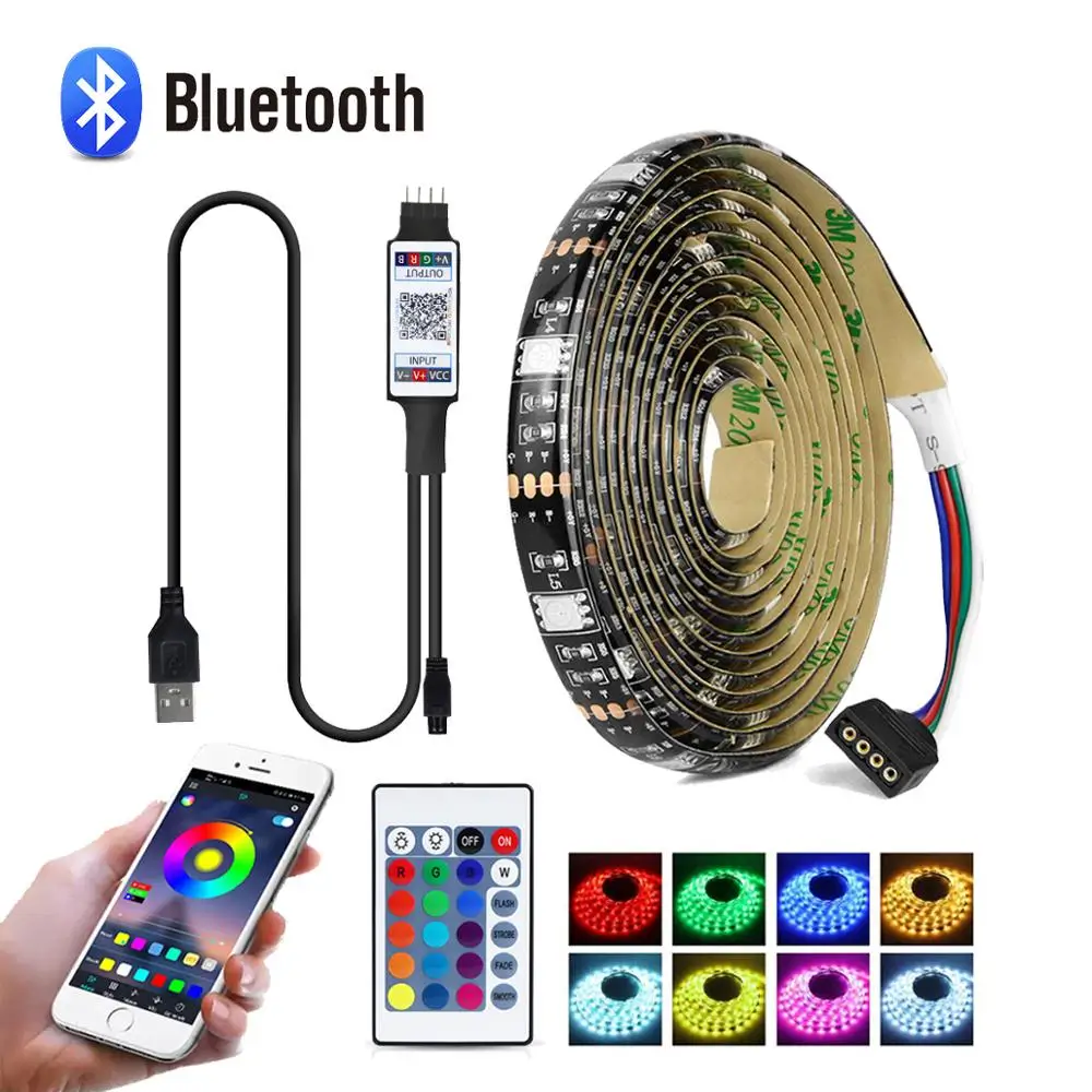 

SMD5050 5V Bluetooth Controller USB RGB Night Light Music Sync LED Strip Waterproof TV Wall Backlight Bedroom Decoration Lamp