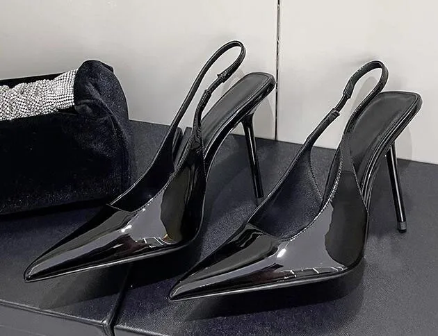 Женские туфли-лодочки на шпильке Moraima черные туфли из лакированной кожи с острым