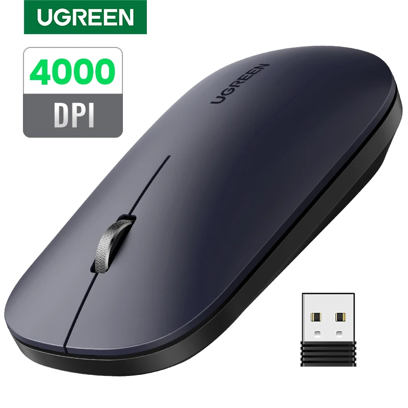 

UGREEN Mouse Wireless Silent Mouse 4000 DPI For MacBook Tablet Computer Laptop PC Mice 3cm Thin Slim Quiet 2.4G Wireless Mouse