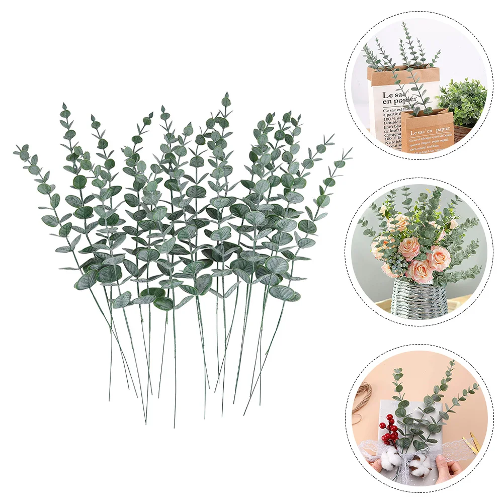 

Eucalyptus Artificial Flowers Fake Leaves Bouquet Stems Leafdecoration Faux Picksstem Branches Dried Decorative Simulation