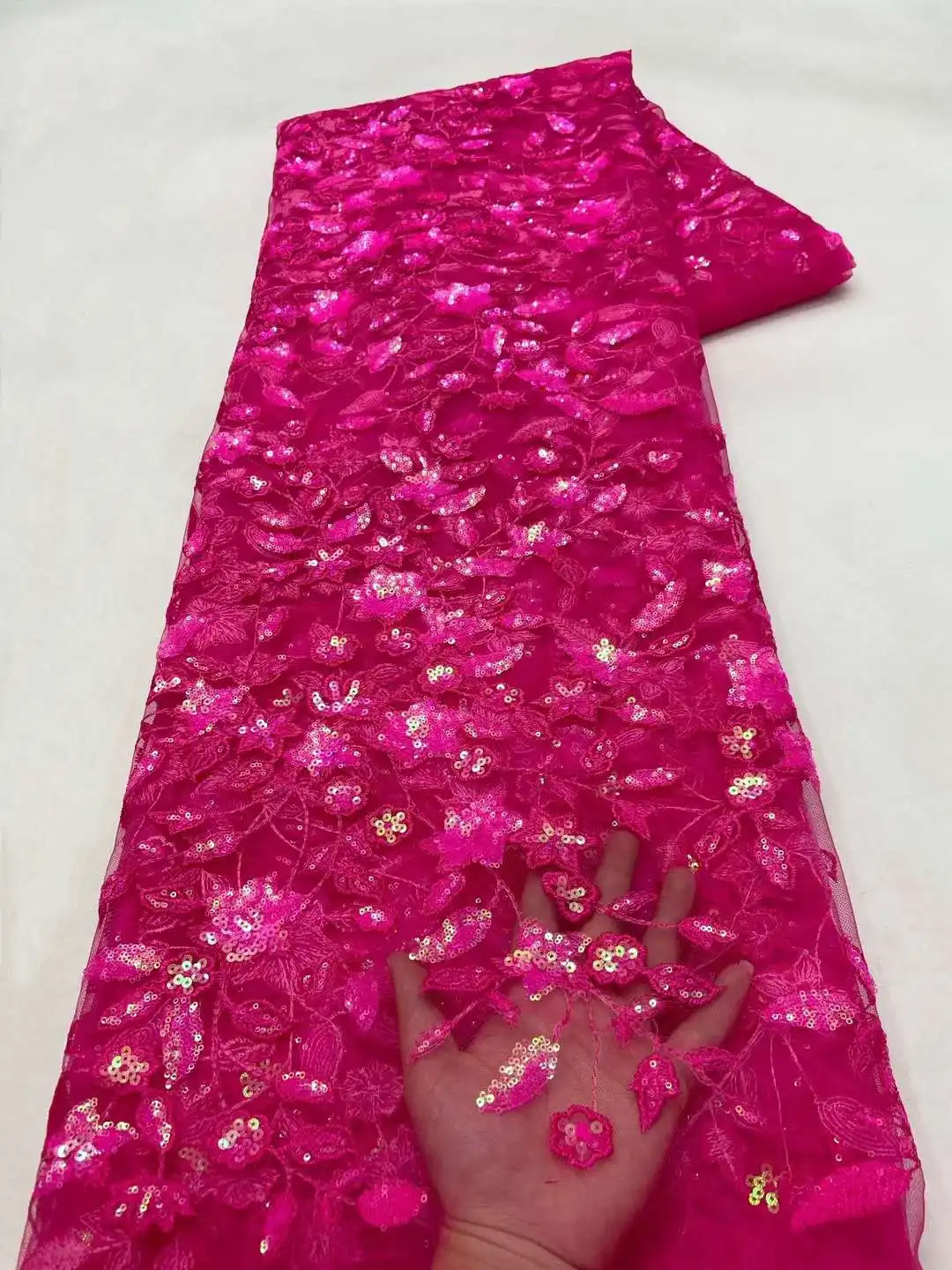 Новое роскошное платье из 2024 ткани с блестками для женской вышивки Сетчатое