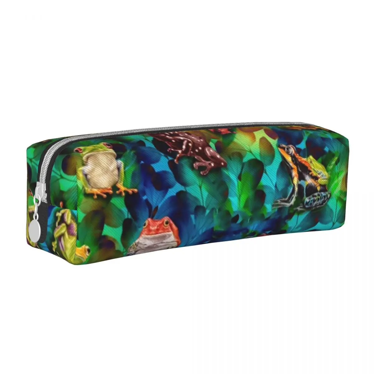 

Красочная лягушка, искусство, квадратный карандаш, искусственная кожа, милые лягушки, трендовый кожаный пенал с животными для подростков, колледжа, ретро органайзер для ручек на молнии