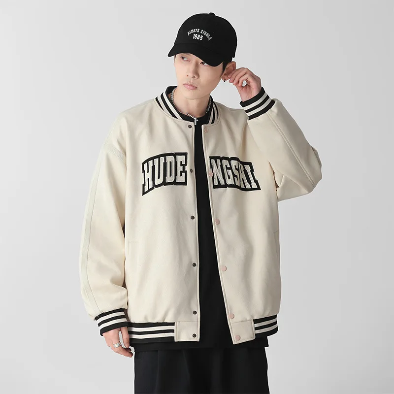 Винтажная куртка-бомбер женская весенне-осенняя замшевая бейсбольная