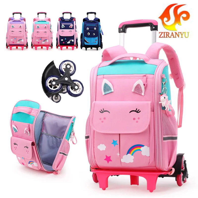 

School Rolling Backpacks Bags for Girls Child Travel Backpack Wheels Kids Trolley Bag School Backpack mochila escolar