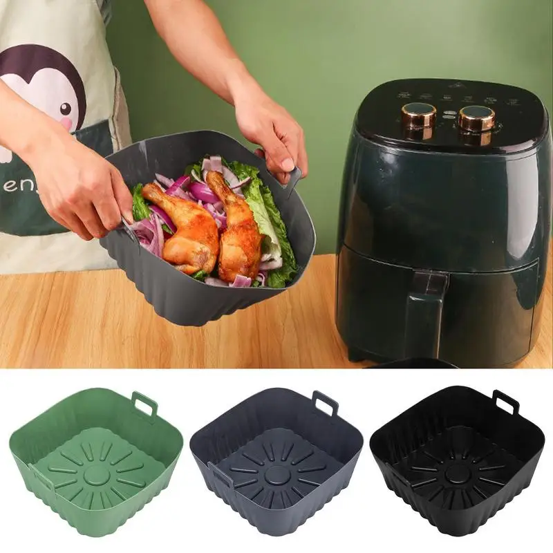 

Air Fryer Silicone Pizza baking Fried Chicken Basket Non Stick Air Fryer Silicone Pot Bowl Liner Oven Baking Pizza Fried Tray