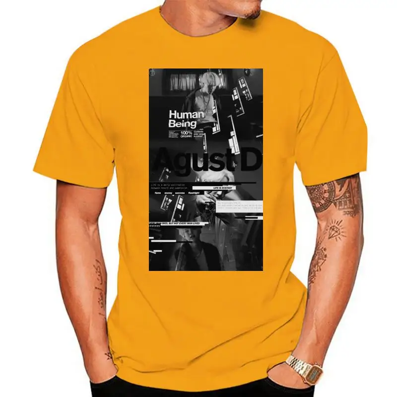 

Printed Men T Shirt Cotton tshirts O-Neck Short-Sleeve Agust D black Women T-Shirt
