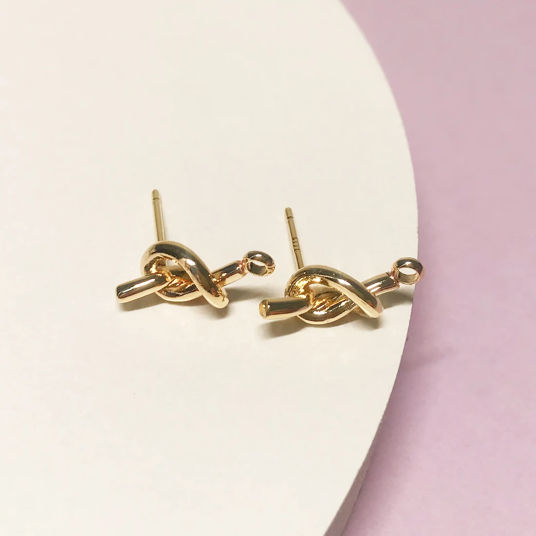 

14K Gold Wrapped Color Preserving 925 Silver Pin Twisted Earrings with Rings DIY Earrings Accessories Jewelry Making Supplies