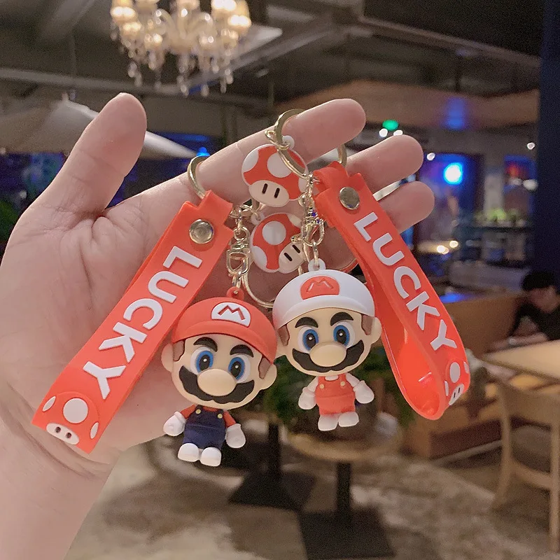 

Bandai Anime Super Mario Key Chain Creates Cute Car Keychain Cartoon Doll Bag Pendant Keyring Fashion Gift Kid Hot Style