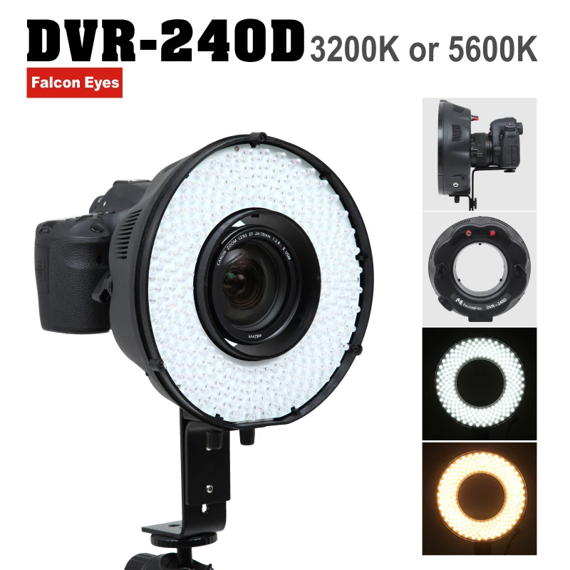 

Falconeyes DVR-240D LED Fotografia Ring Panel Light 14.8W 5600K Continuous Lighting Studio/Youtube Video Live Lamp Free Shipping