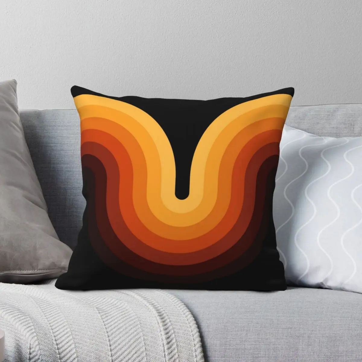 

Retro Wave Square Pillowcase Polyester Linen Velvet Zip Decor Car Cushion Cover