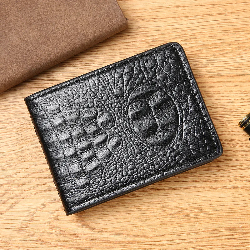 

Crocodile Pattern Coin Purse Classic Textured Card Holder Driver's License Leather Case Solid Color ID Bag Durable ID Card Case
