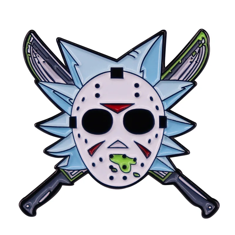 Жесткая эмалированная брошь в виде пятничной 13-го Джейсона с изображением маски