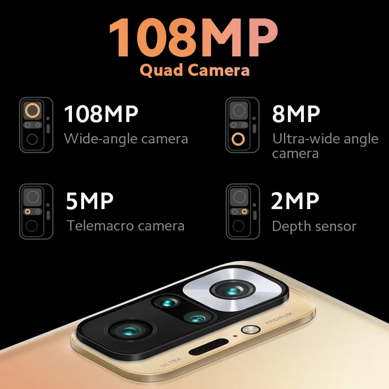Global Version Xiaomi Redmi Note 10 Pro 8GB RAM 128GB ROM Smartphone 108MP Camera Snapdragon 732G 120Hz AMOLED Display