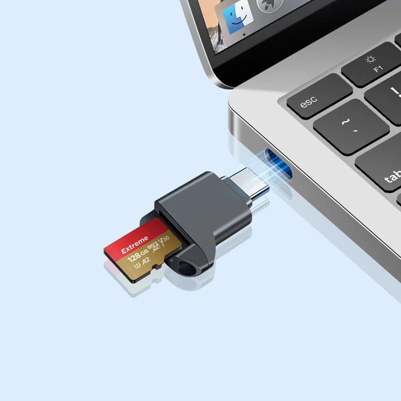 Фото Устройство чтения карт памяти Type-C 2.0 Mini TF, внешнее, черное, для карт памяти USB C 2.0, для iPhone 17 16, устройство чтения карт Mini TF №2