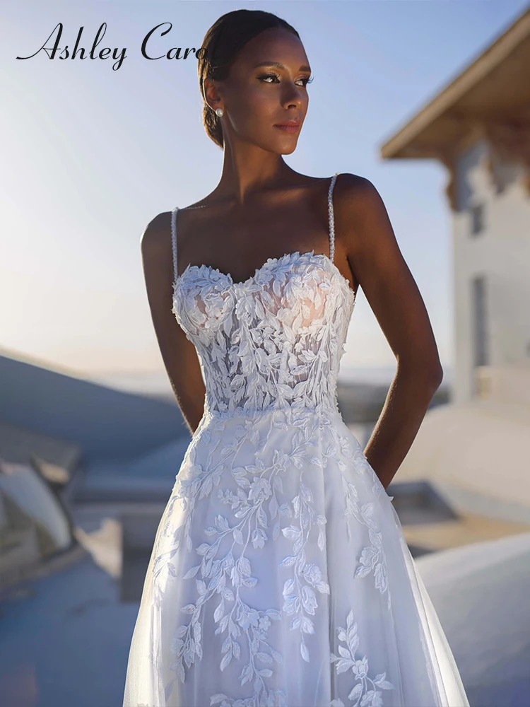 

Ashley Carol BOHO Wedding Dress 2024 Sweetheart Bride Dresses Flowers Spaghetti Straps Fairy Bridal Gowns Vestidos De Novia