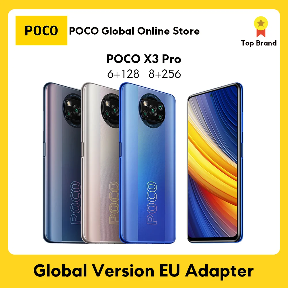 POCO X3 Pro Global Version 6GB+128GB/8GB+256GB Xiaomi Smartphone Snapdragon 860 120Hz DotDisplay 33W Fast Charger AI Camera NFC