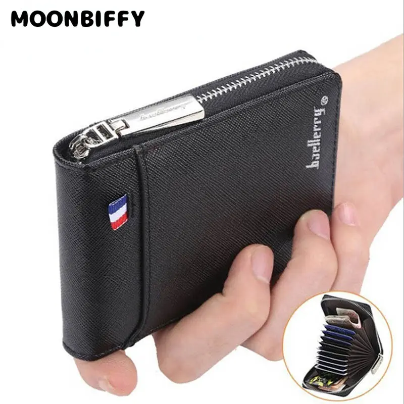 

Men Short Wallet PU Leather Business Zipper Purse Small Multifunctional Small Casual Retro Mini Men's Wallet with Coin Pocket