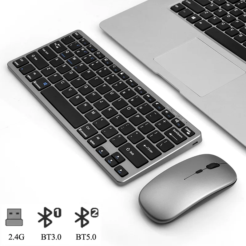 

Rechargeable Wireless Bluetooth Keyboard Silent Mini Keyboard And Mouse Combo Set For IOS Laptop iPad PC Windows Android Desktop